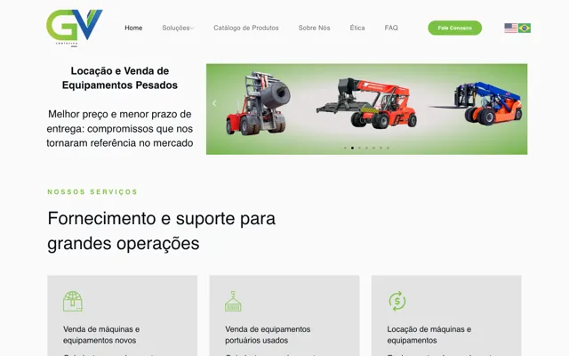 Página inicial do site GV Logística