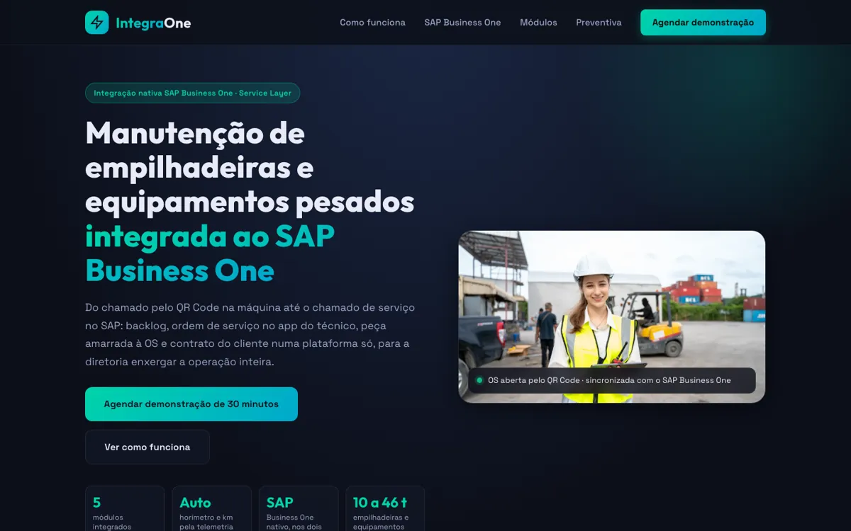 Página inicial do site IntegraOne