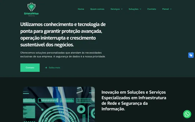 Página inicial do site Shieldwise